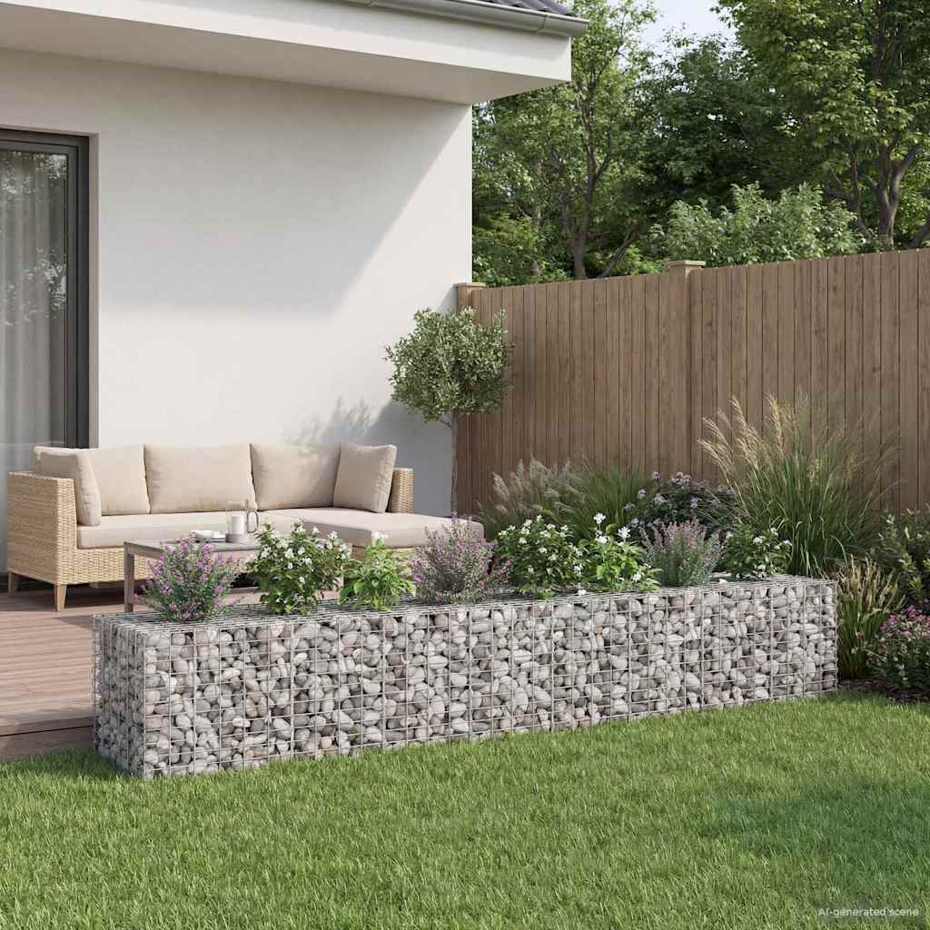 vidaXL Podniesione łóżko gabionowe 2 pcs Srebrny 340 x 60 x 55 cm