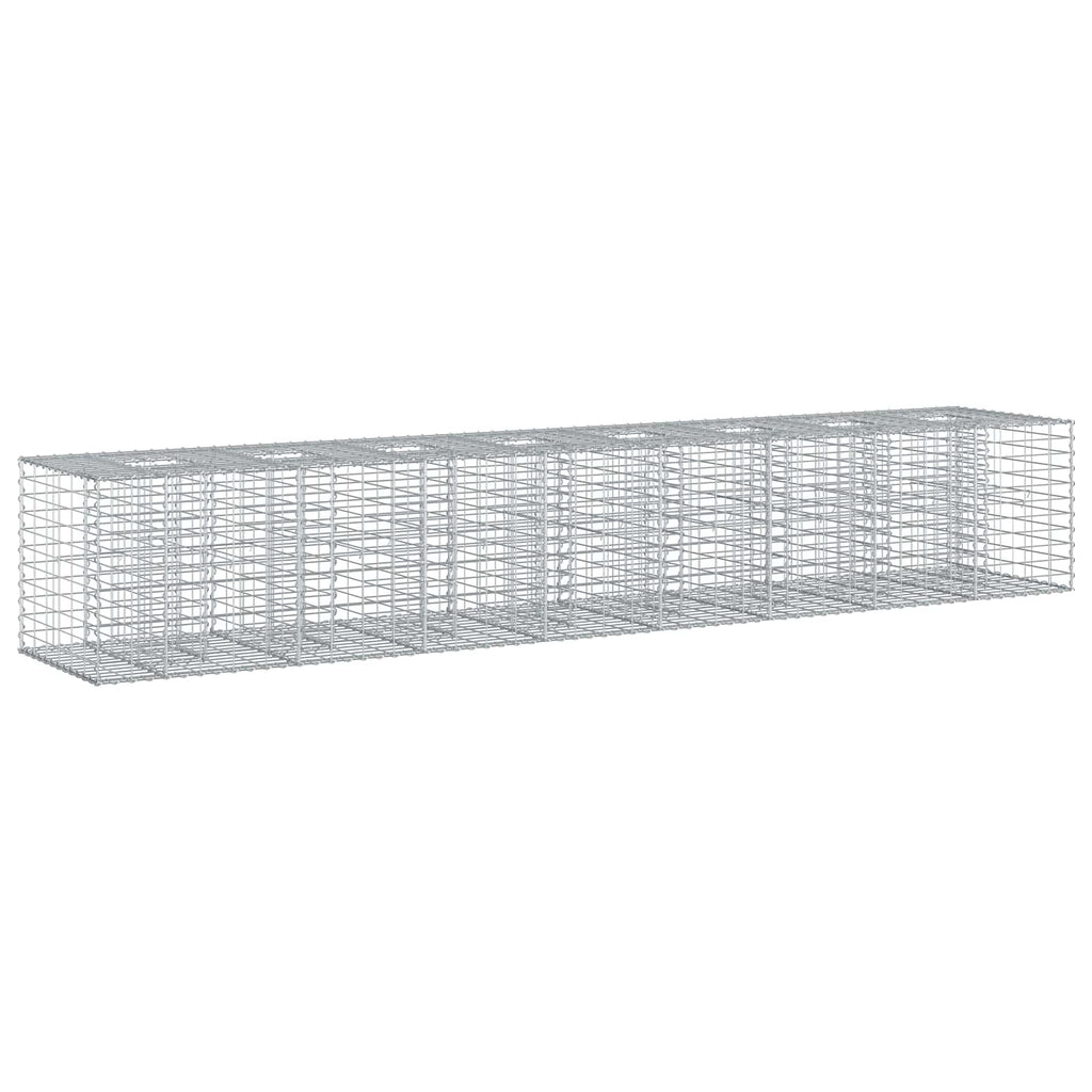 vidaXL Podniesione łóżko gabionowe 2 pcs Srebrny 340 x 60 x 55 cm