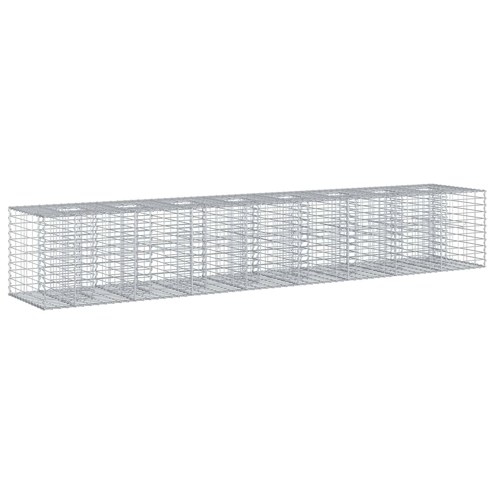 vidaXL Podniesione łóżko gabionowe 2 pcs Srebrny 340 x 60 x 55 cm