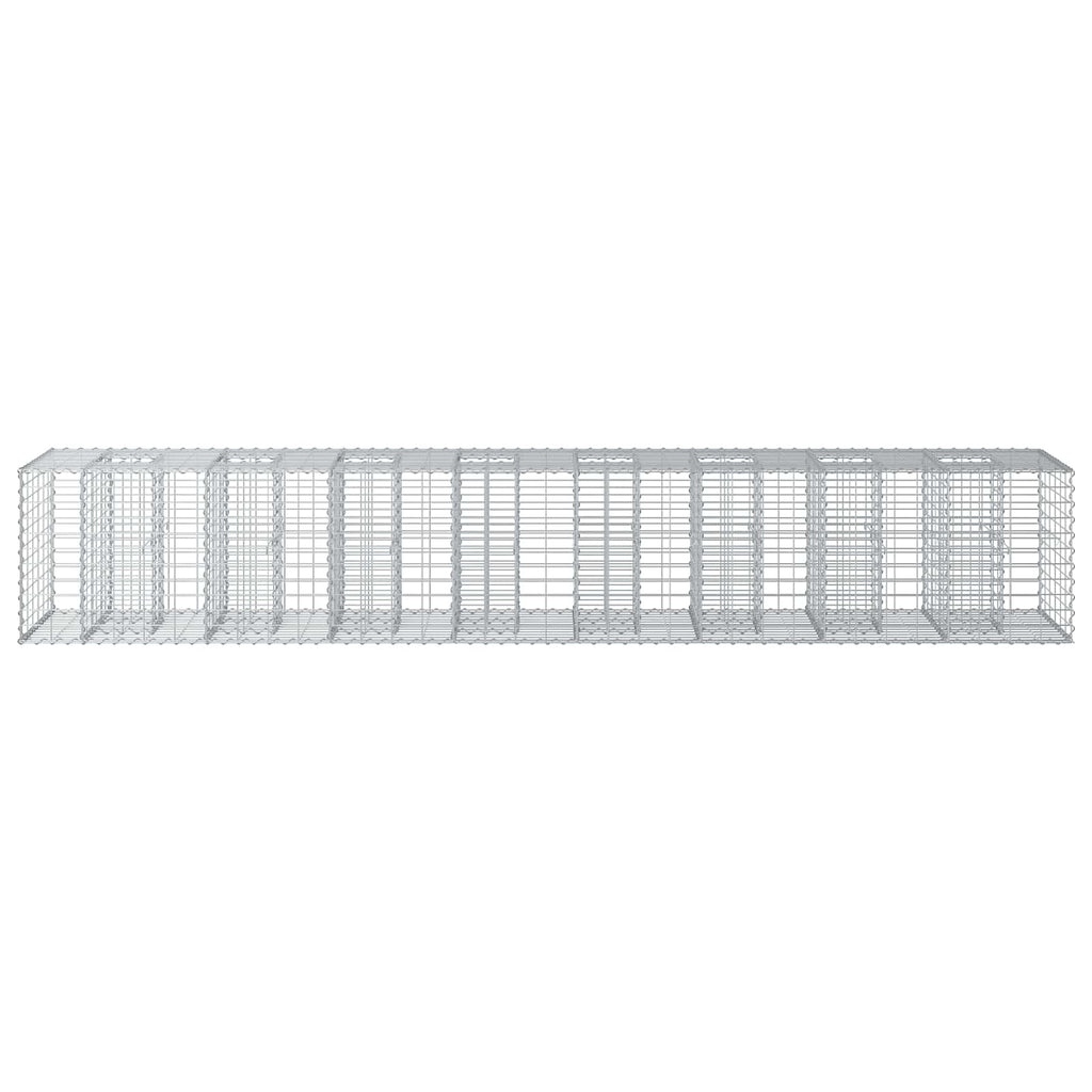 vidaXL Podniesione łóżko gabionowe 2 pcs Srebrny 340 x 60 x 55 cm