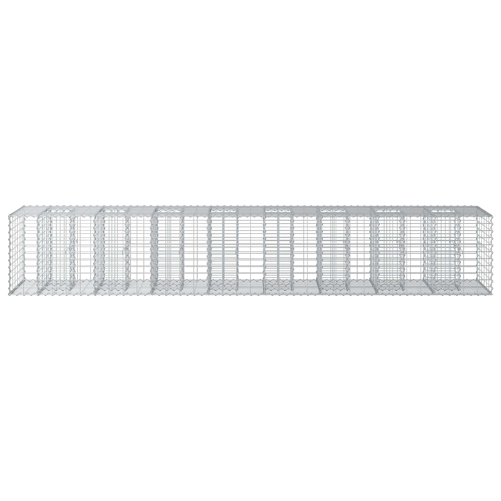 vidaXL Podniesione łóżko gabionowe 2 pcs Srebrny 340 x 60 x 55 cm