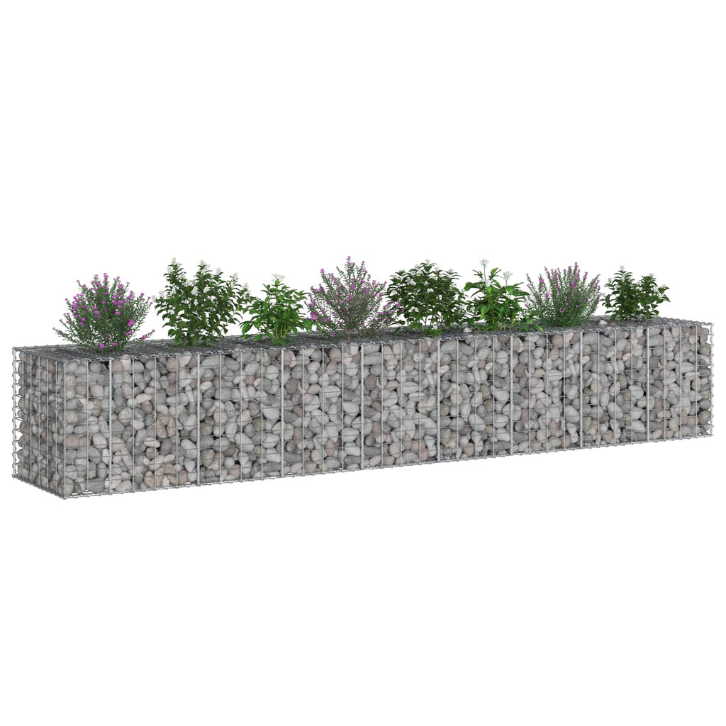vidaXL Podniesione łóżko gabionowe 2 pcs Srebrny 340 x 60 x 55 cm
