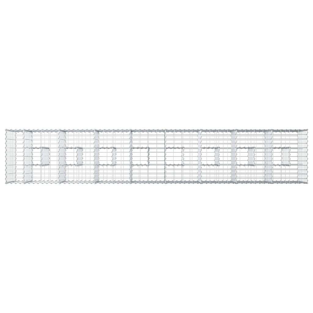 vidaXL Podniesione łóżko gabionowe 2 pcs Srebrny 340 x 60 x 55 cm