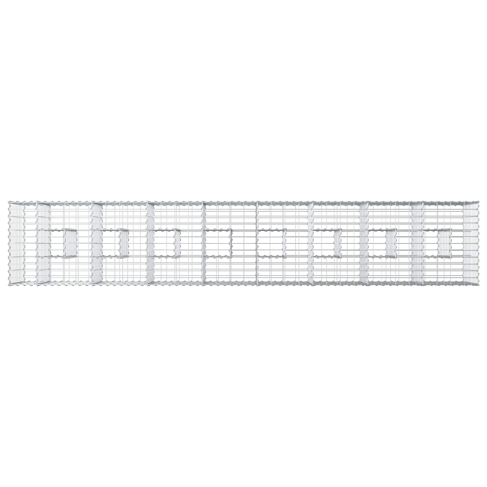 vidaXL Podniesione łóżko gabionowe 2 pcs Srebrny 340 x 60 x 55 cm