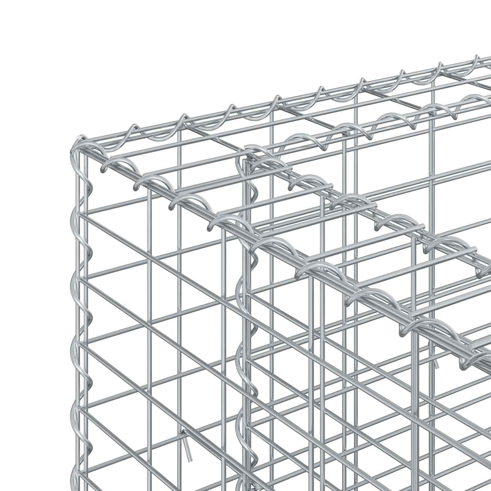 vidaXL Podniesione łóżko gabionowe 2 pcs Srebrny 250 x 50 x 80 cm
