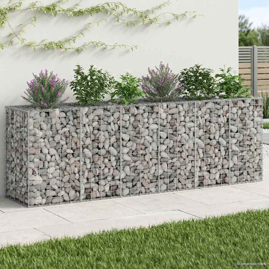 vidaXL Podniesione łóżko gabionowe 2 pcs Srebrny 250 x 50 x 80 cm