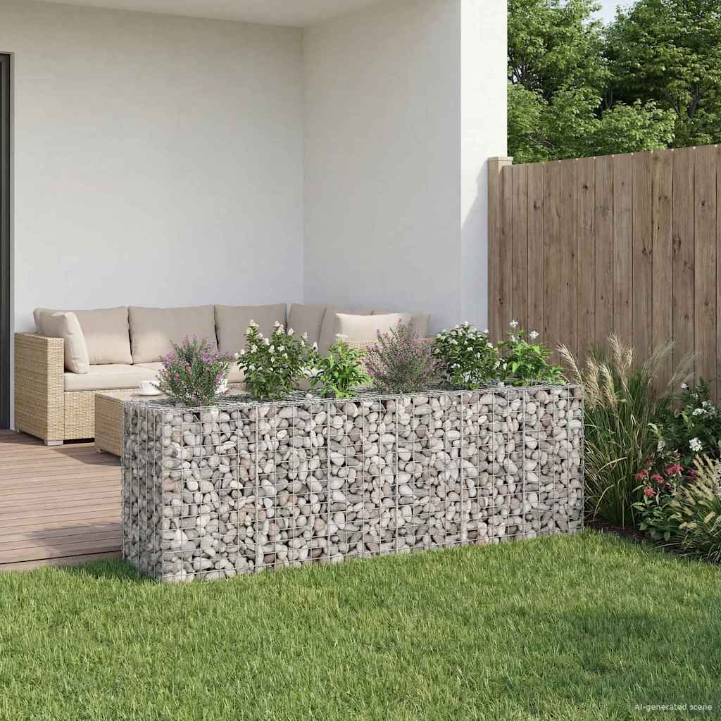 vidaXL Podniesione łóżko gabionowe 2 pcs Srebrny 250 x 50 x 80 cm