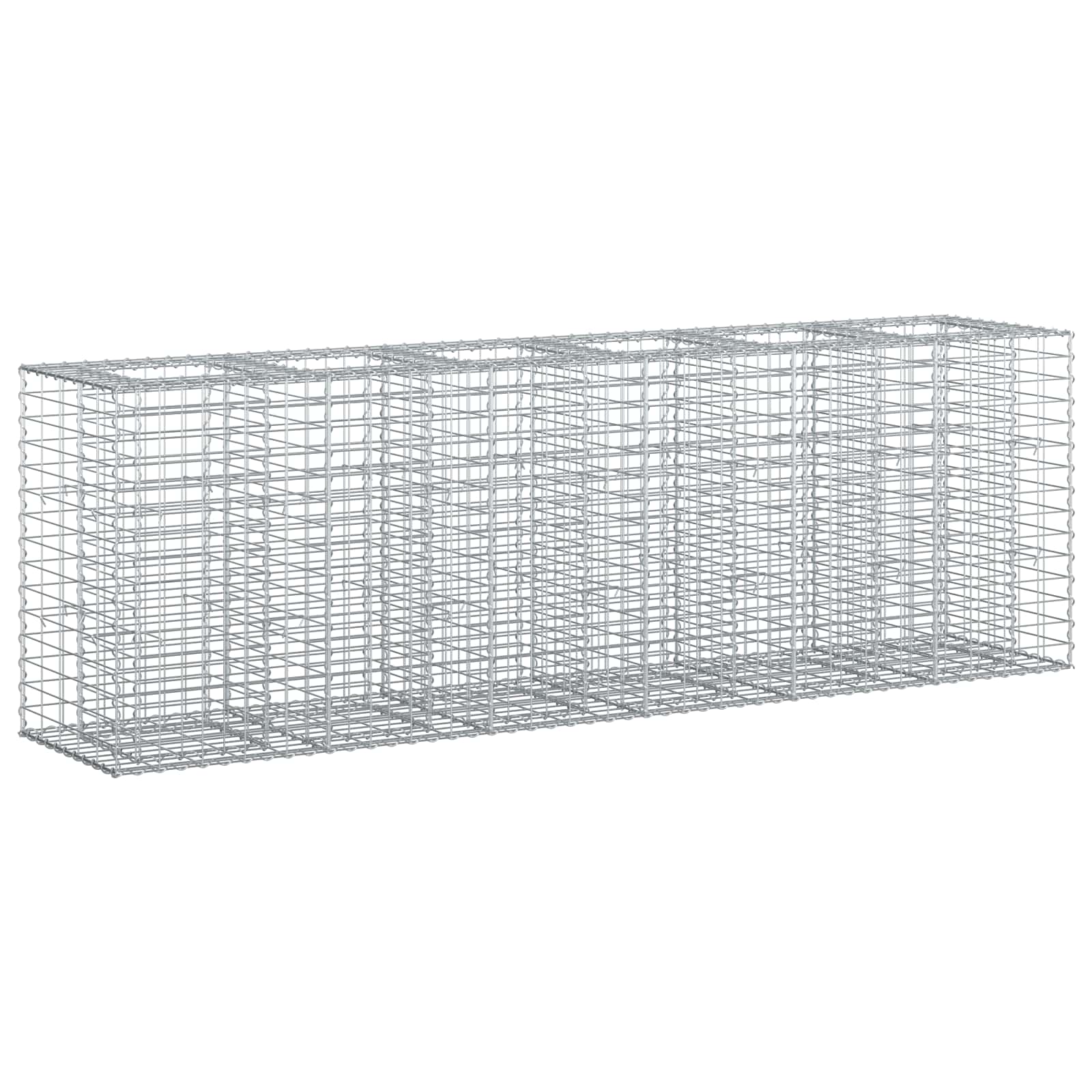 vidaXL Podniesione łóżko gabionowe 2 pcs Srebrny 250 x 50 x 80 cm