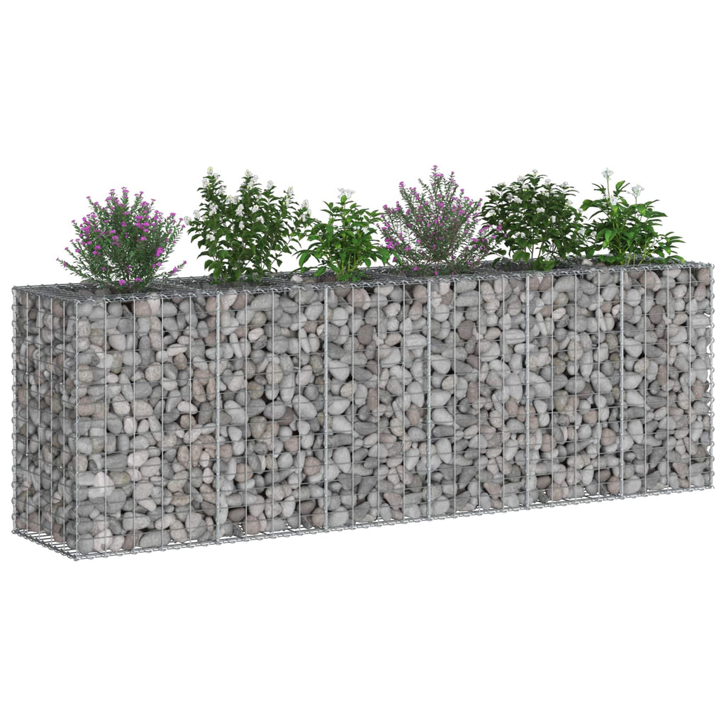 vidaXL Podniesione łóżko gabionowe 2 pcs Srebrny 250 x 50 x 80 cm
