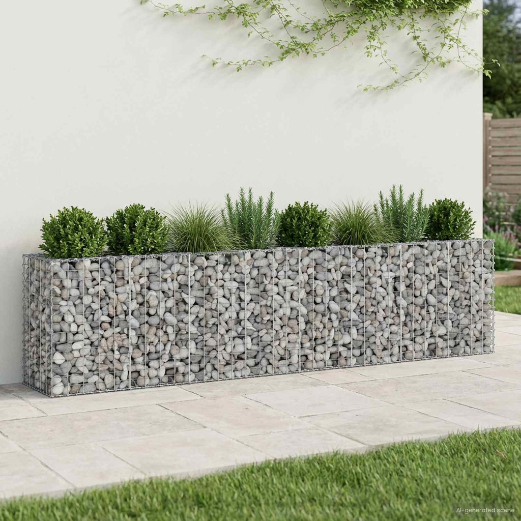 vidaXL Podniesione łóżko gabionowe 2 pcs Srebrny 330 x 50 x 80 cm