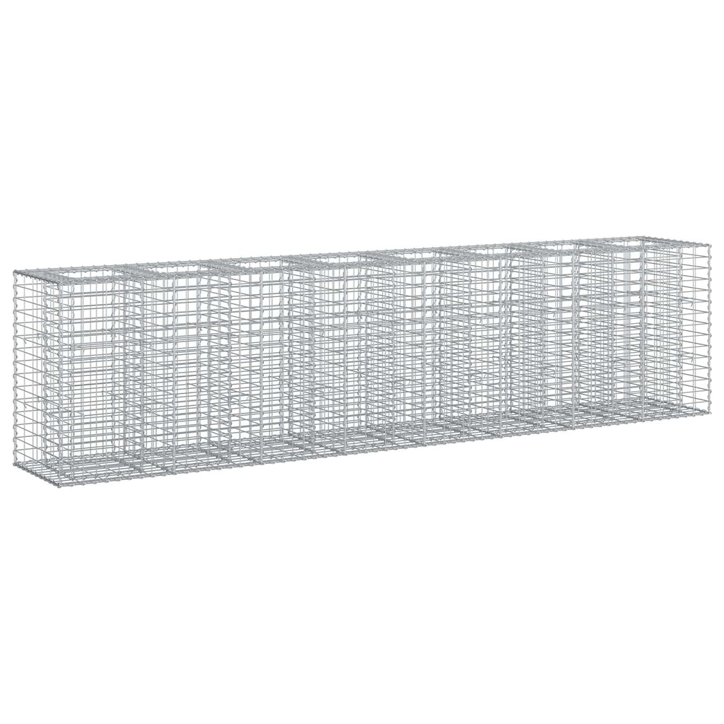 vidaXL Podniesione łóżko gabionowe 2 pcs Srebrny 330 x 50 x 80 cm