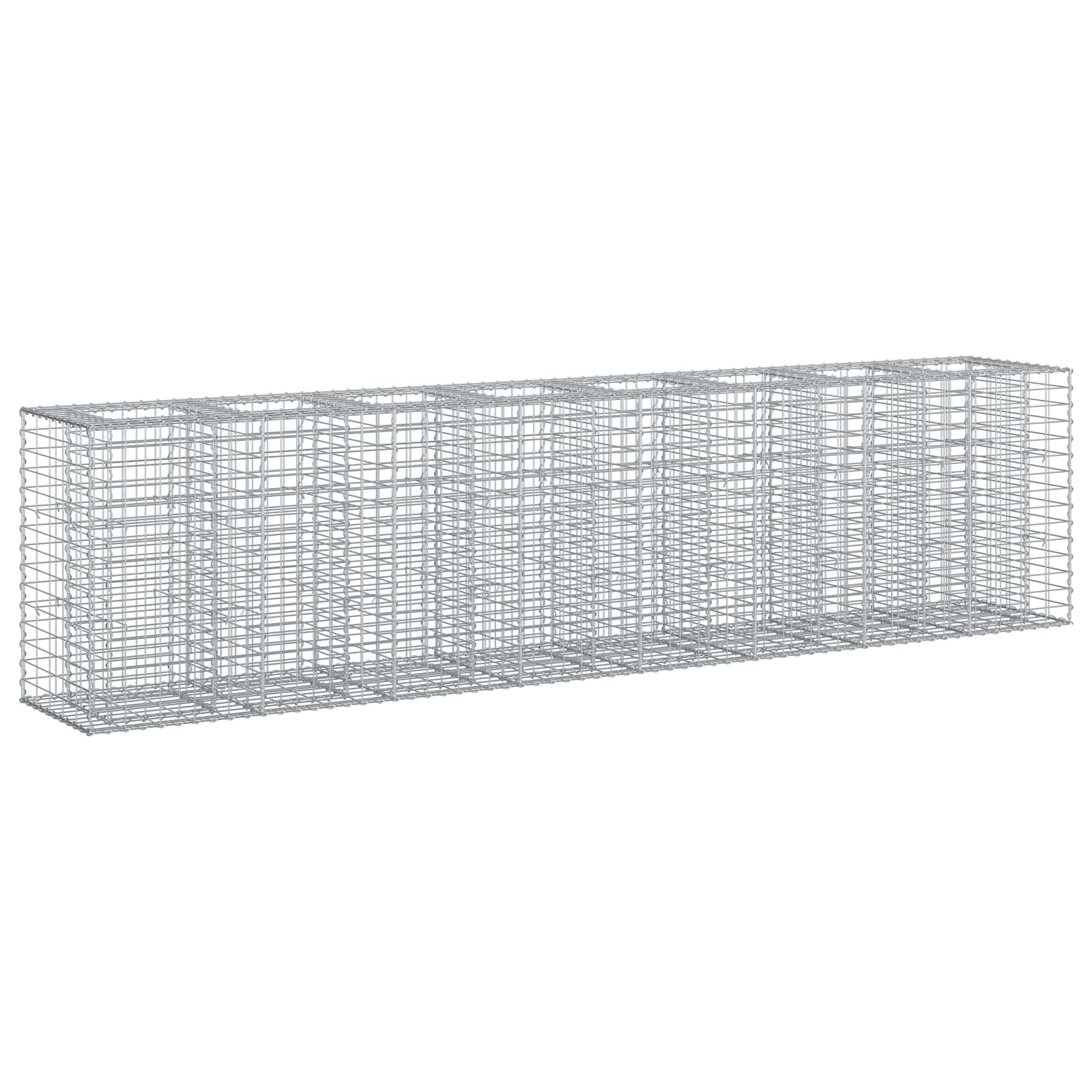 vidaXL Podniesione łóżko gabionowe 2 pcs Srebrny 330 x 50 x 80 cm