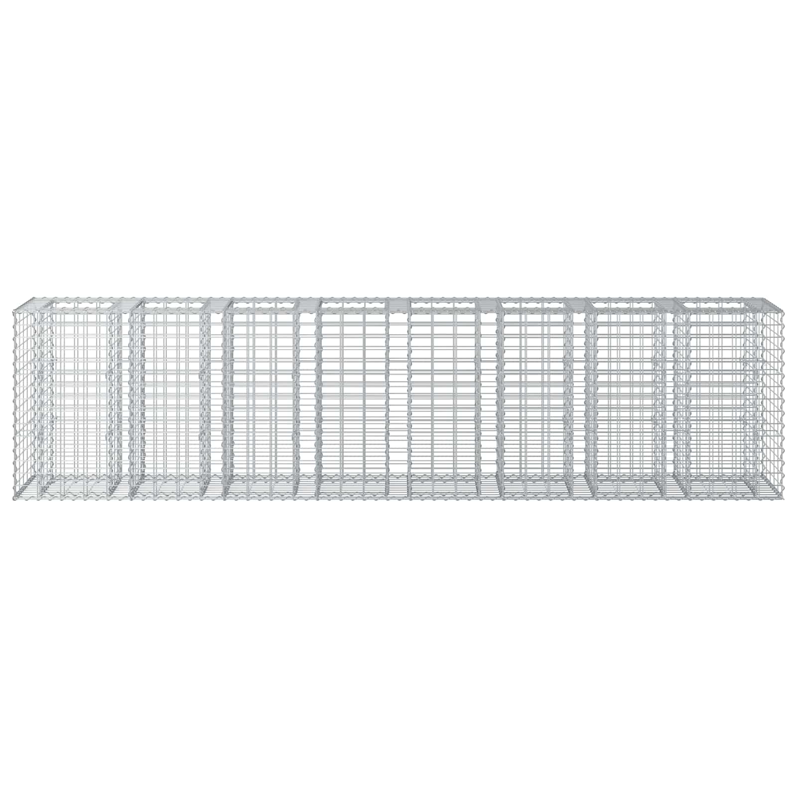 vidaXL Podniesione łóżko gabionowe 2 pcs Srebrny 330 x 50 x 80 cm