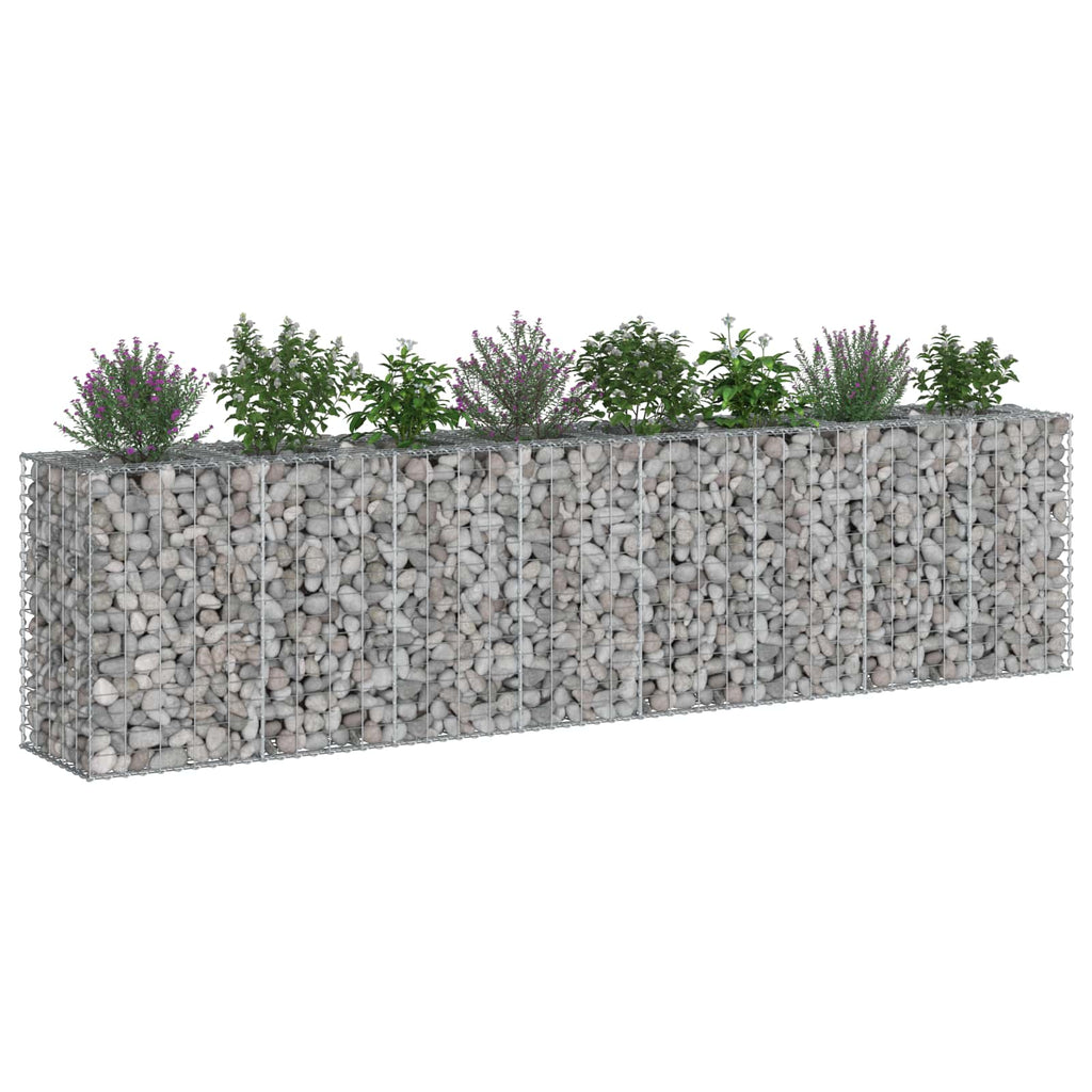 vidaXL Podniesione łóżko gabionowe 2 pcs Srebrny 330 x 50 x 80 cm