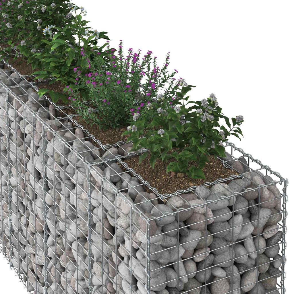 vidaXL Podniesione łóżko gabionowe 2 pcs Srebrny 330 x 50 x 80 cm