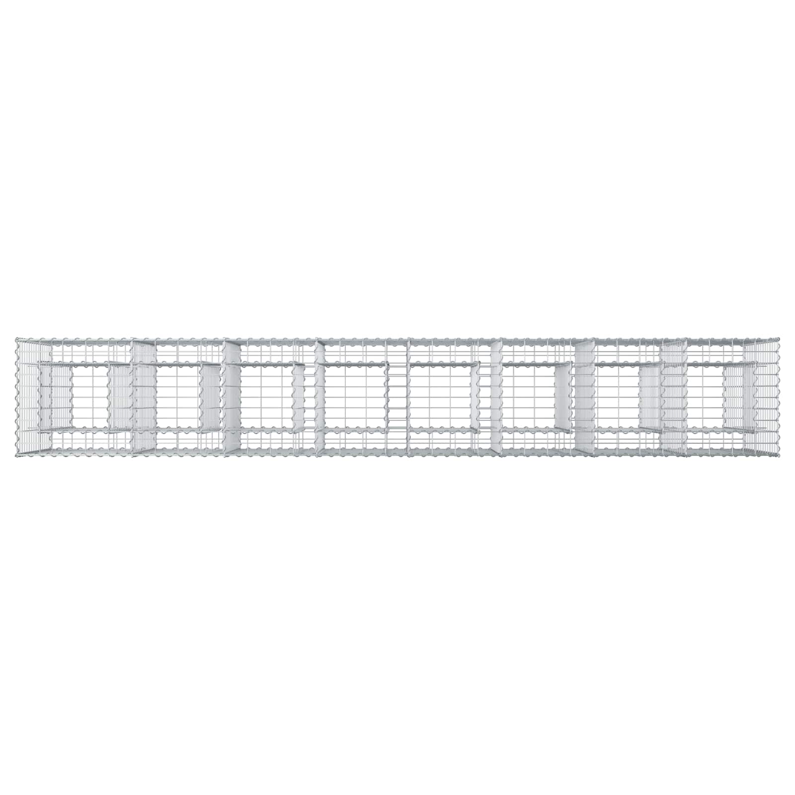vidaXL Podniesione łóżko gabionowe 2 pcs Srebrny 330 x 50 x 80 cm