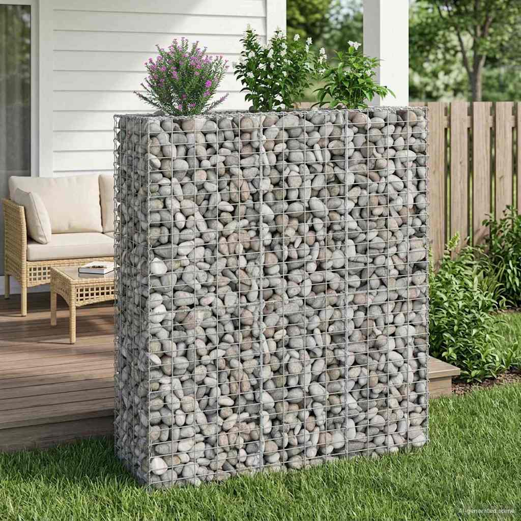 vidaXL Podniesione łóżko gabionowe 2 pcs Srebrny 130 x 50 x 150 cm