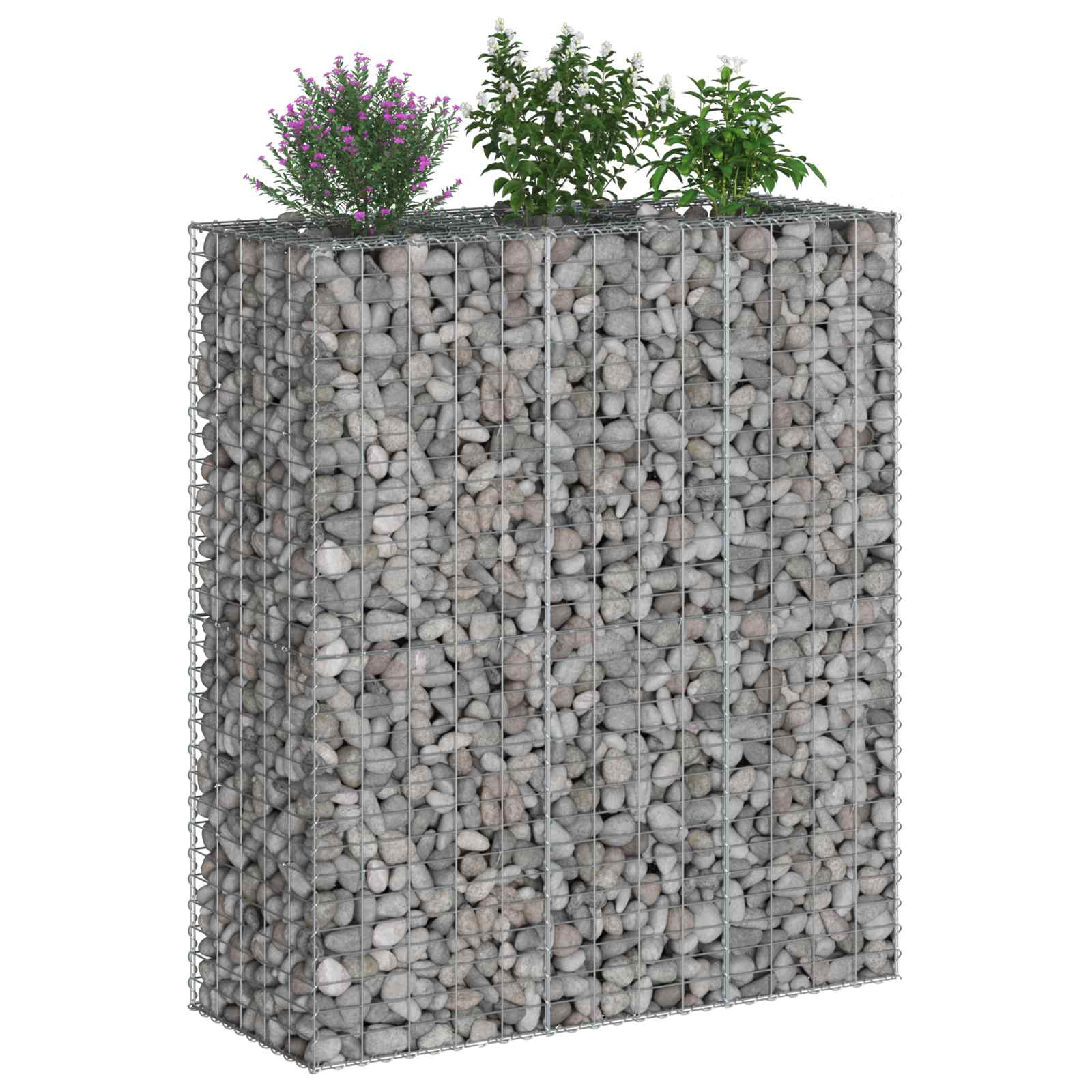 vidaXL Podniesione łóżko gabionowe 2 pcs Srebrny 130 x 50 x 150 cm