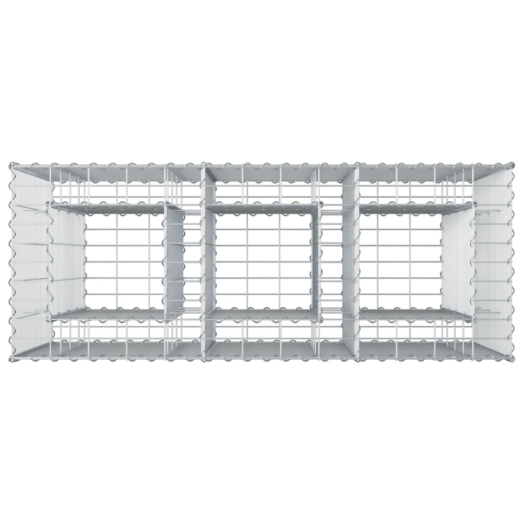 vidaXL Podniesione łóżko gabionowe 2 pcs Srebrny 130 x 50 x 150 cm
