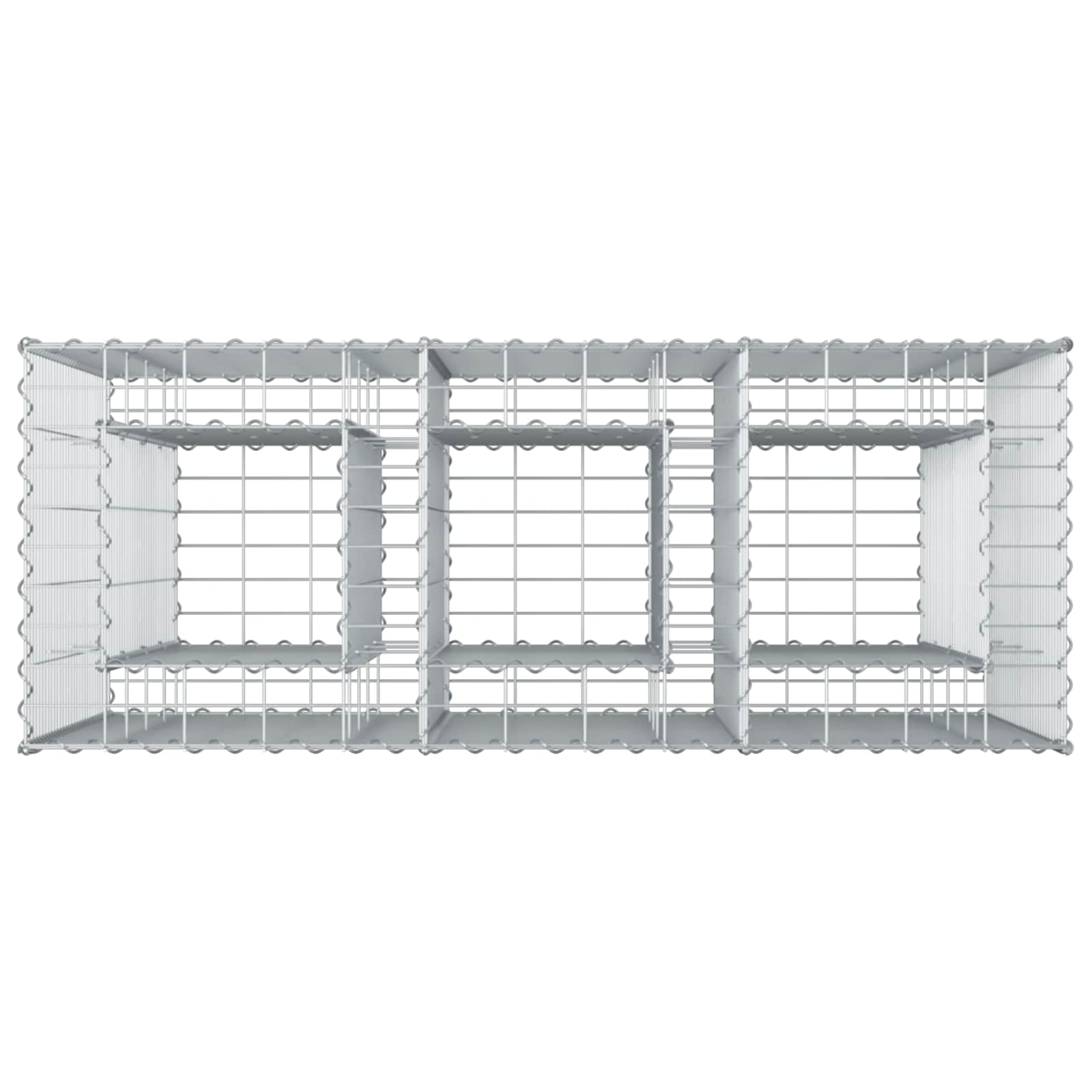 vidaXL Podniesione łóżko gabionowe 2 pcs Srebrny 130 x 50 x 150 cm