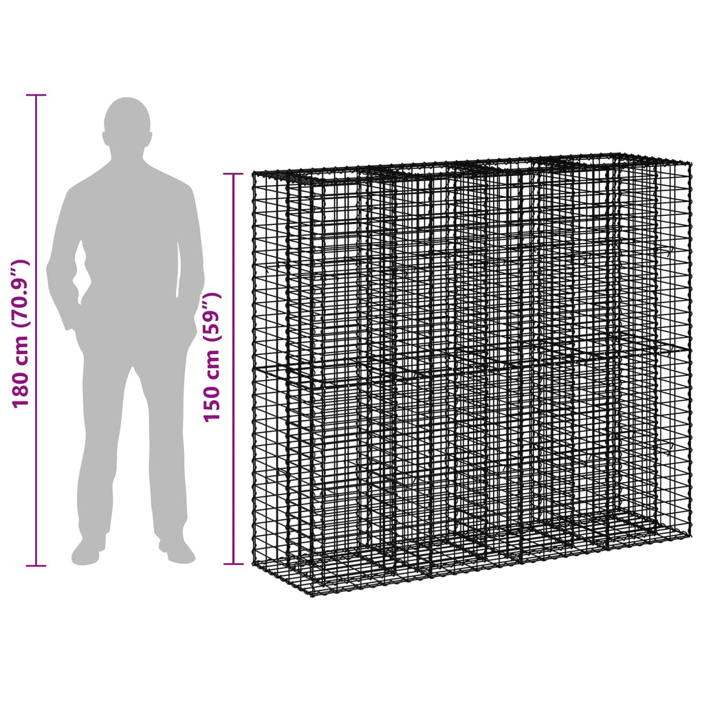 vidaXL Podniesione łóżko gabionowe 2 pcs Srebrny 170 x 50 x 150 cm