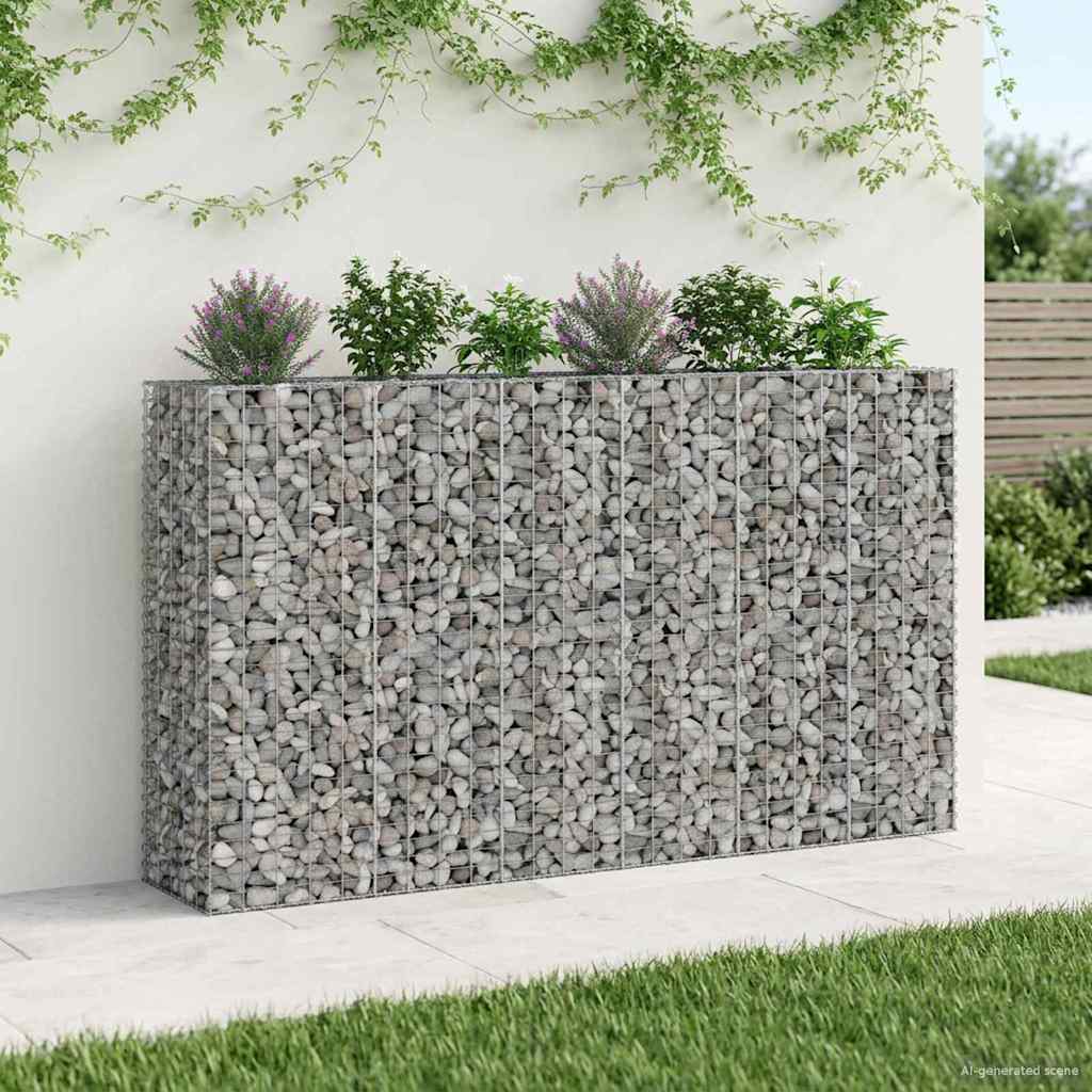 vidaXL Podniesione łóżko gabionowe 3 pcs Srebrny 250 x 50 x 150 cm