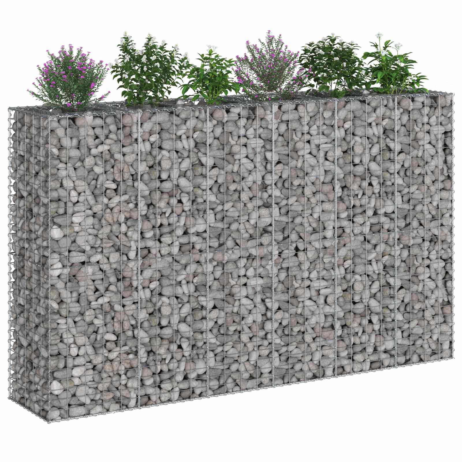 vidaXL Podniesione łóżko gabionowe 3 pcs Srebrny 250 x 50 x 150 cm