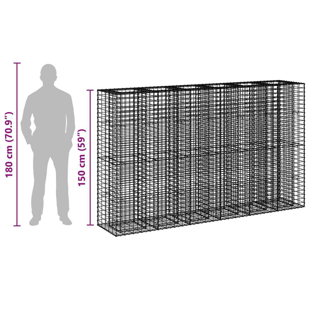 vidaXL Podniesione łóżko gabionowe 3 pcs Srebrny 250 x 50 x 150 cm