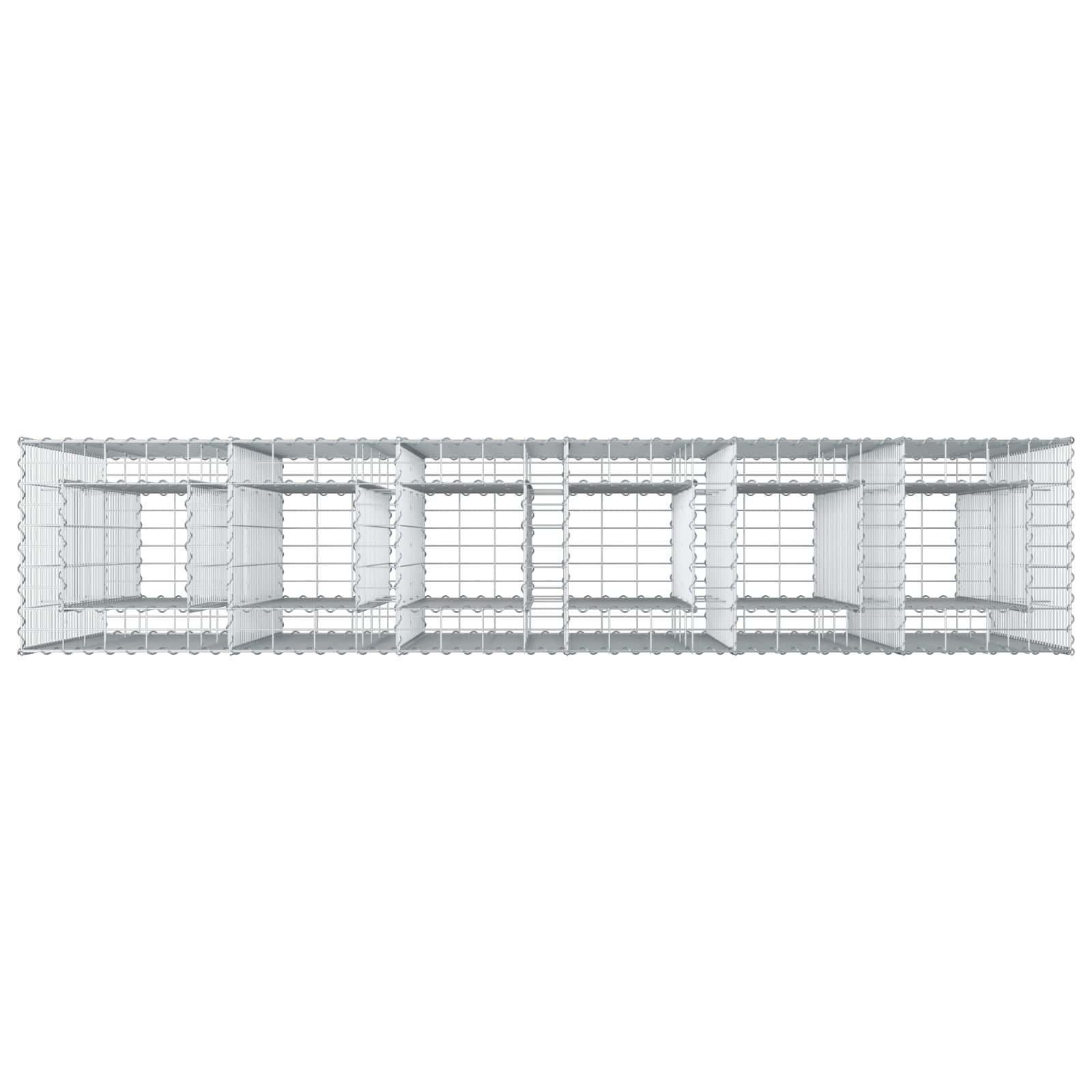 vidaXL Podniesione łóżko gabionowe 3 pcs Srebrny 250 x 50 x 150 cm