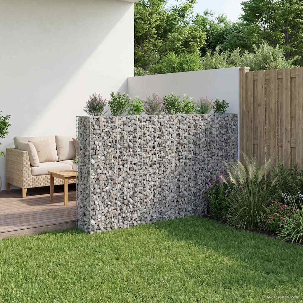 vidaXL Podniesione łóżko gabionowe 4 pcs Srebrny 330 x 50 x 150 cm