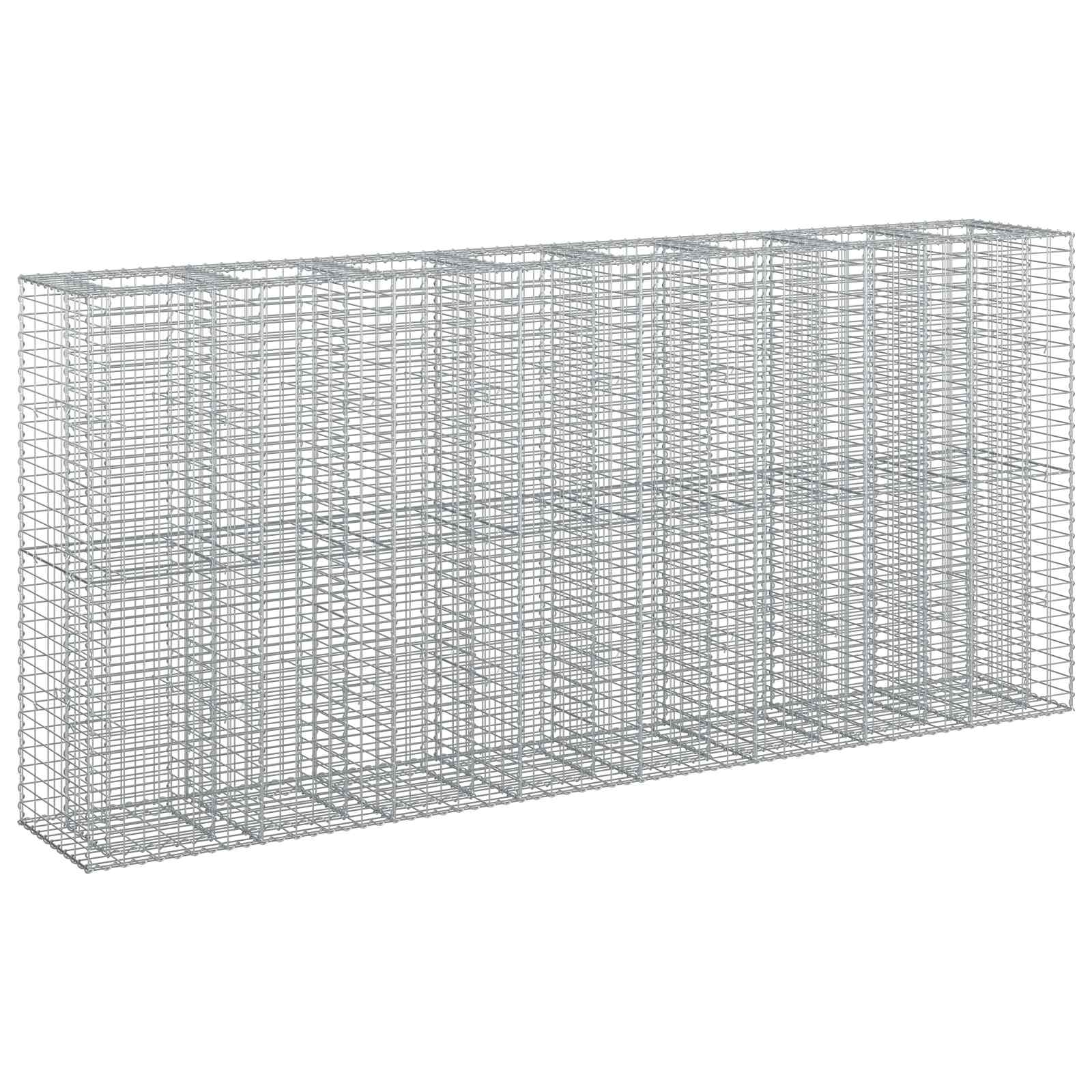 vidaXL Podniesione łóżko gabionowe 4 pcs Srebrny 330 x 50 x 150 cm