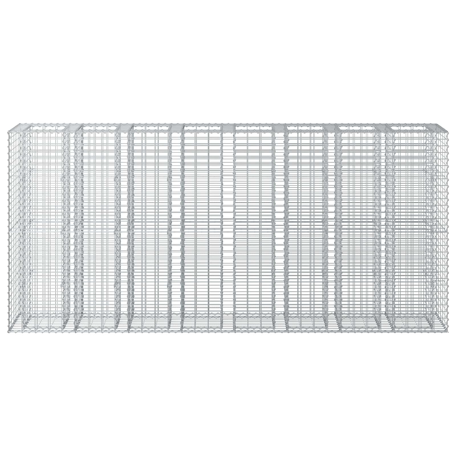 vidaXL Podniesione łóżko gabionowe 4 pcs Srebrny 330 x 50 x 150 cm
