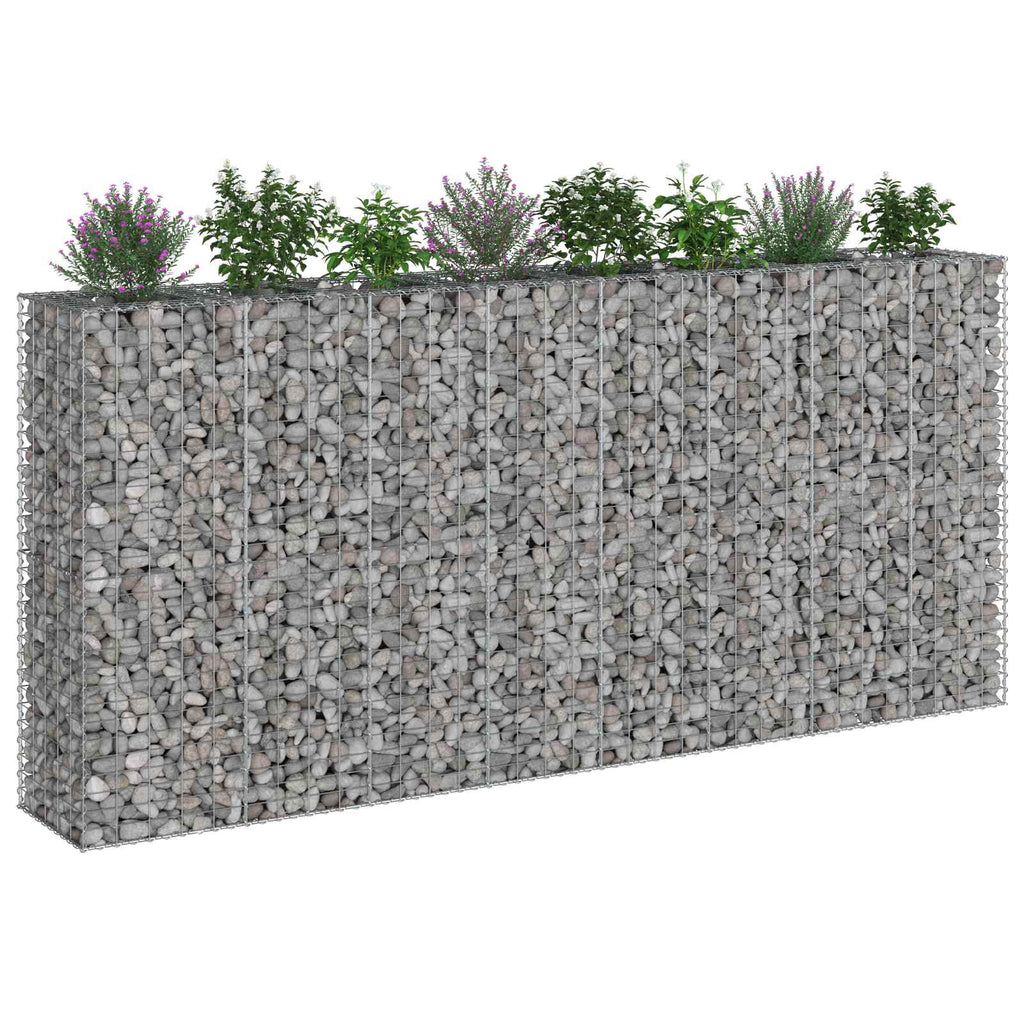 vidaXL Podniesione łóżko gabionowe 4 pcs Srebrny 330 x 50 x 150 cm