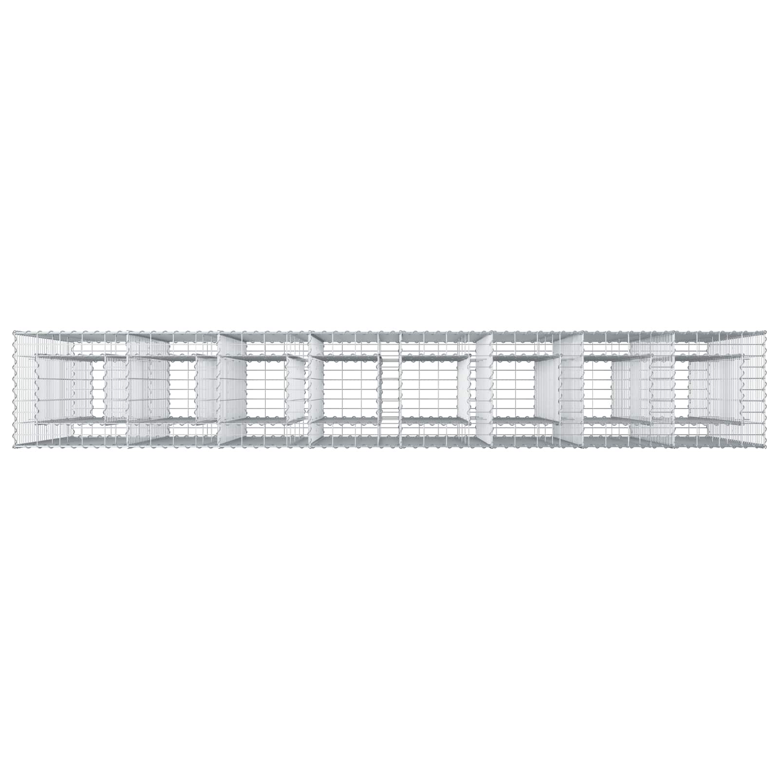 vidaXL Podniesione łóżko gabionowe 4 pcs Srebrny 330 x 50 x 150 cm