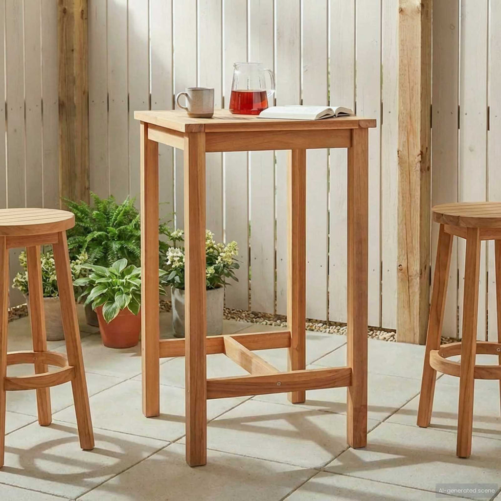 vidaXL Stół barowy naturalny 60 x 60 x 105 cm Lite Teak