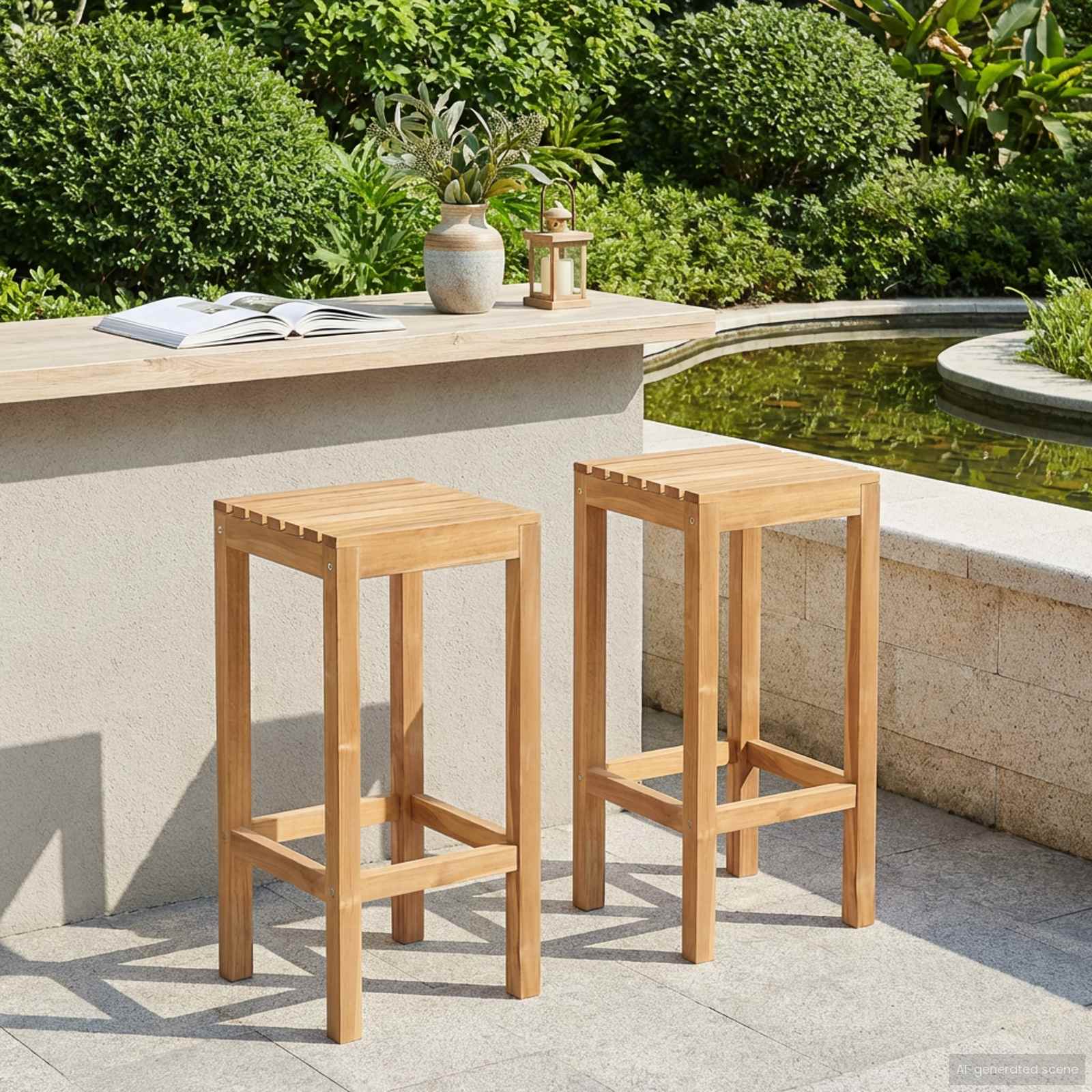 vidaXL Stołek barowy 2 pcs naturalny Lite drewno teakowe