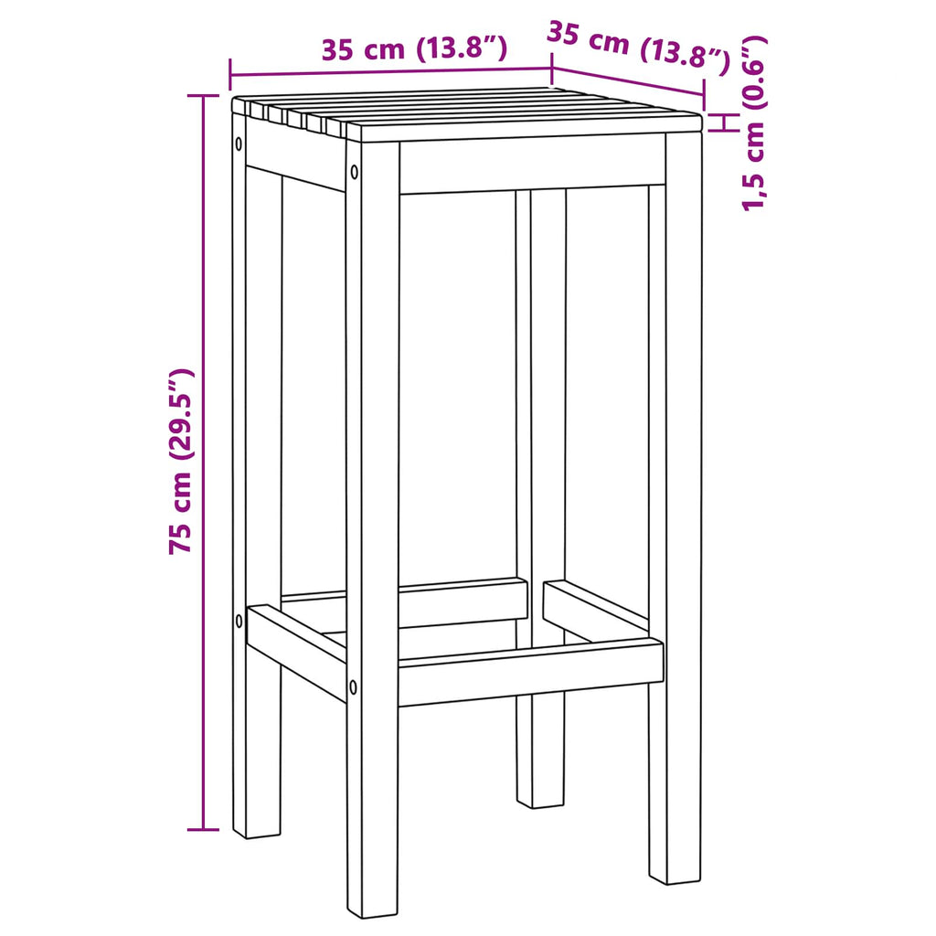 vidaXL Stołek barowy 2 pcs naturalny Lite drewno teakowe