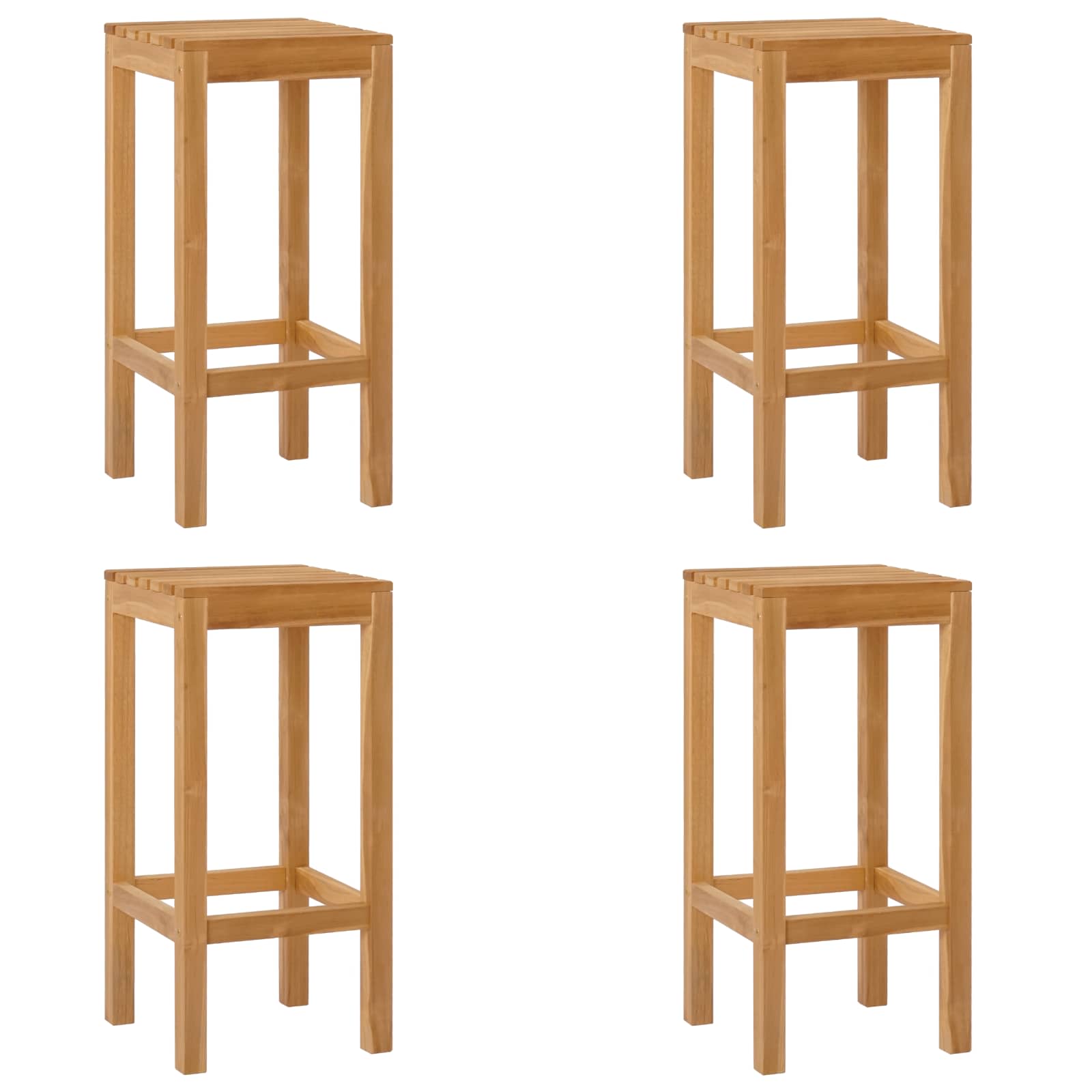 vidaXL Stołek barowy 4 pcs naturalny Lite drewno teakowe