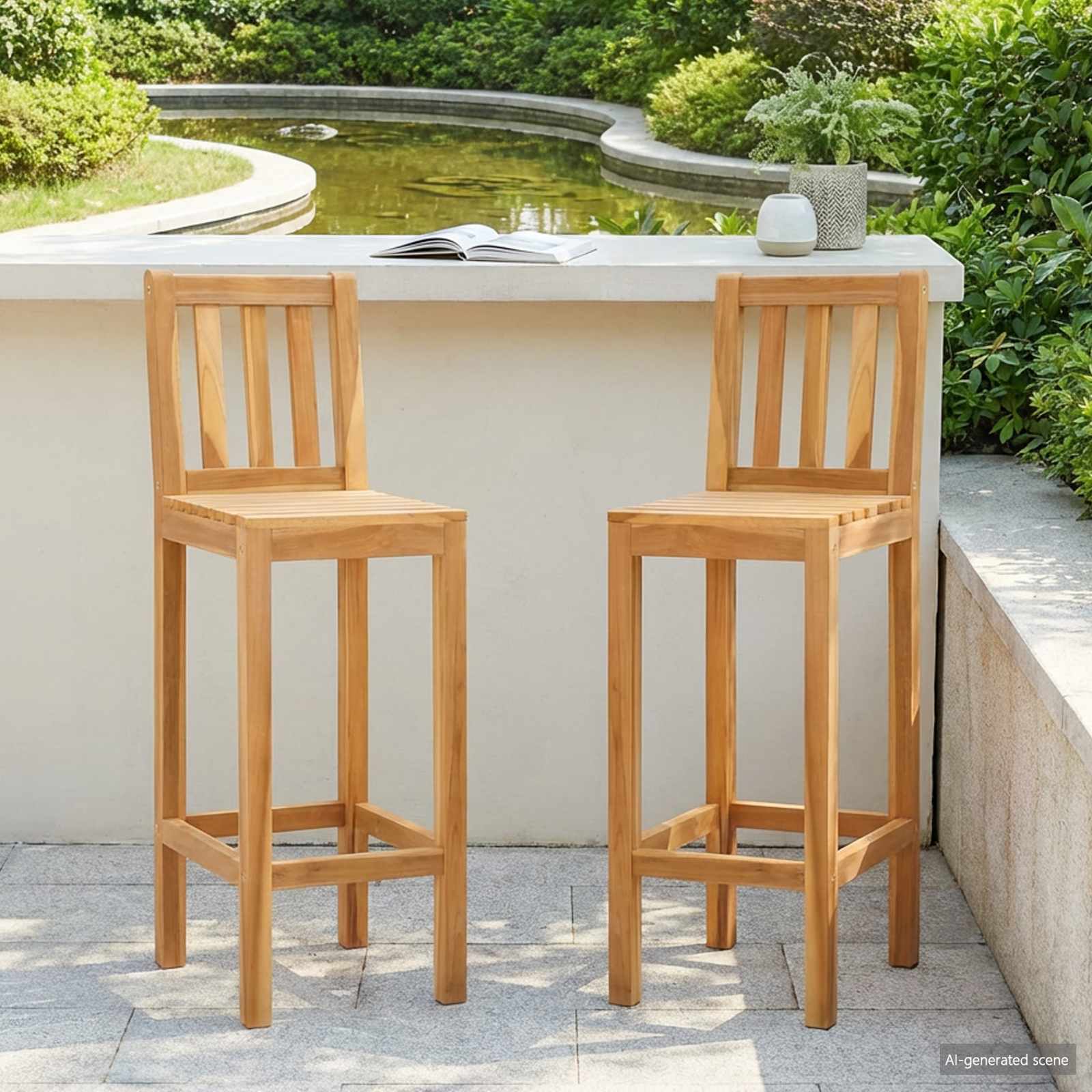 vidaXL Stołek barowy 2 pcs naturalny Lite drewno teakowe