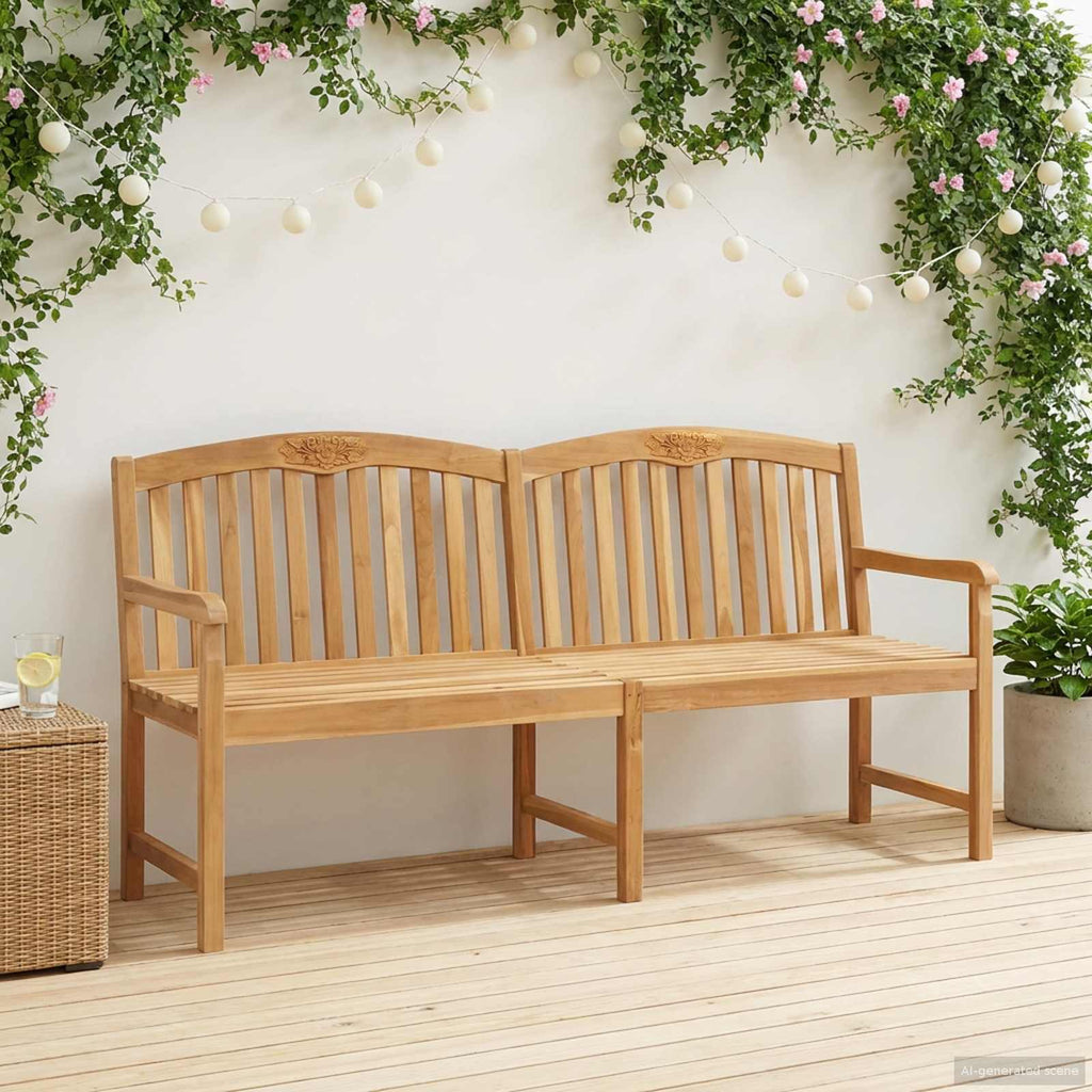 vidaXL Ręcznie rzeźbiona ławka różana 150 x 60 x 90 cm naturalny