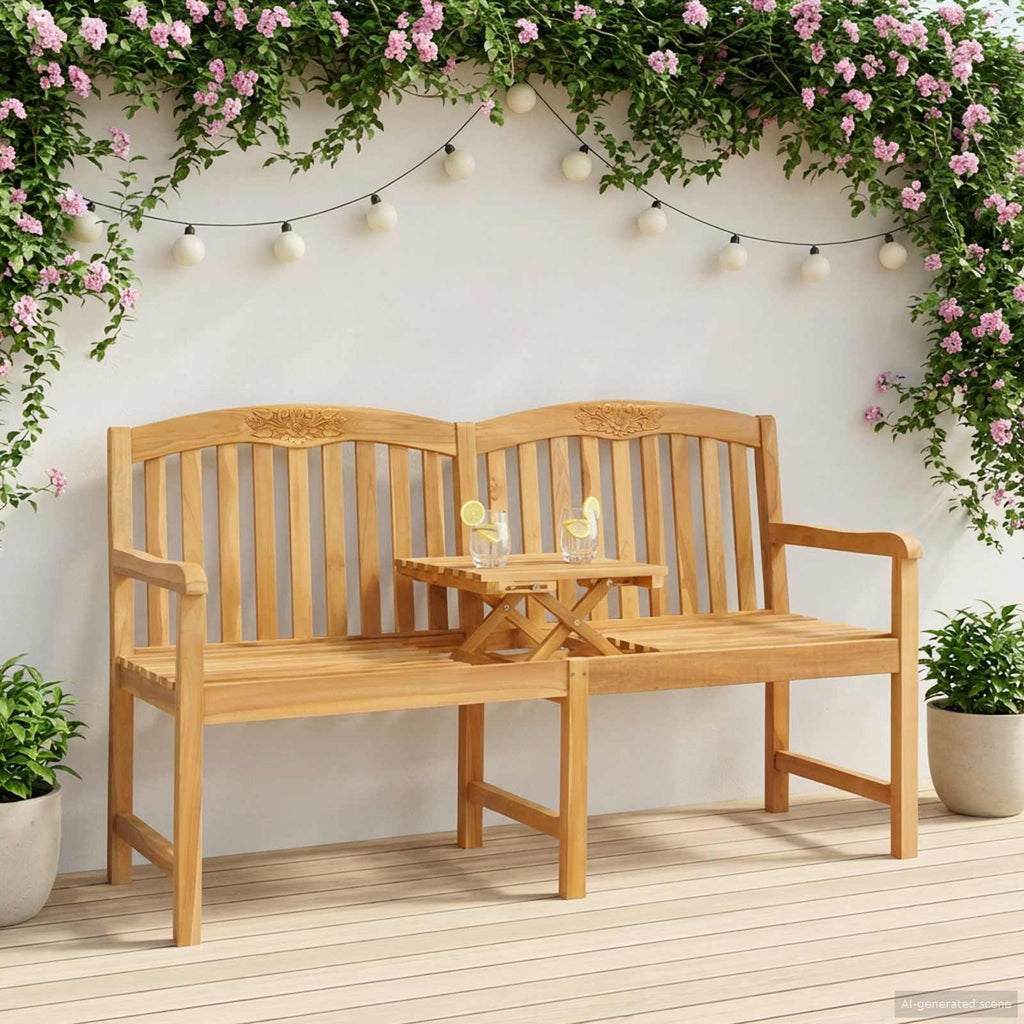 vidaXL Ręcznie rzeźbiona ławka różana 150,5 x 60 x 95 cm naturalny