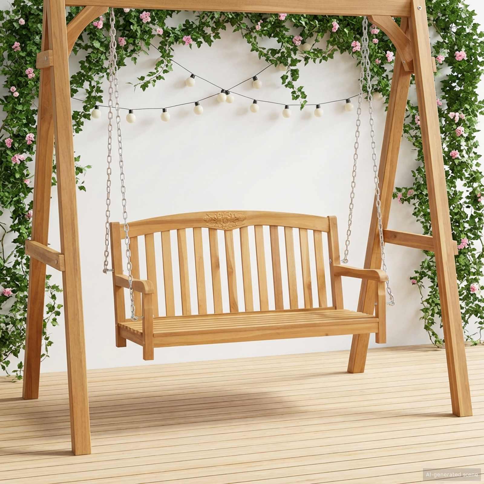vidaXL Huśtawka 114 x 61 x 61,5 cm Lite drewno teakowe naturalny
