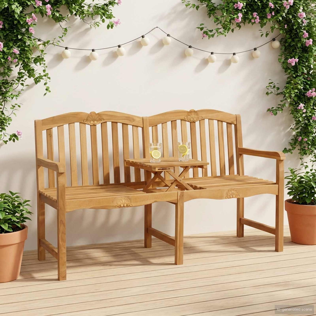 vidaXL Ręcznie rzeźbiona ławka różana 155 x 60 x 94 cm naturalny