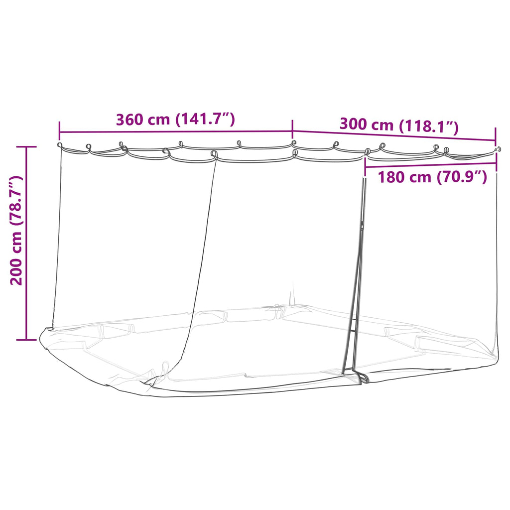 vidaXL Siatka na komary do altany 220 mesh Czarny 3,6 x 3 x 2 m