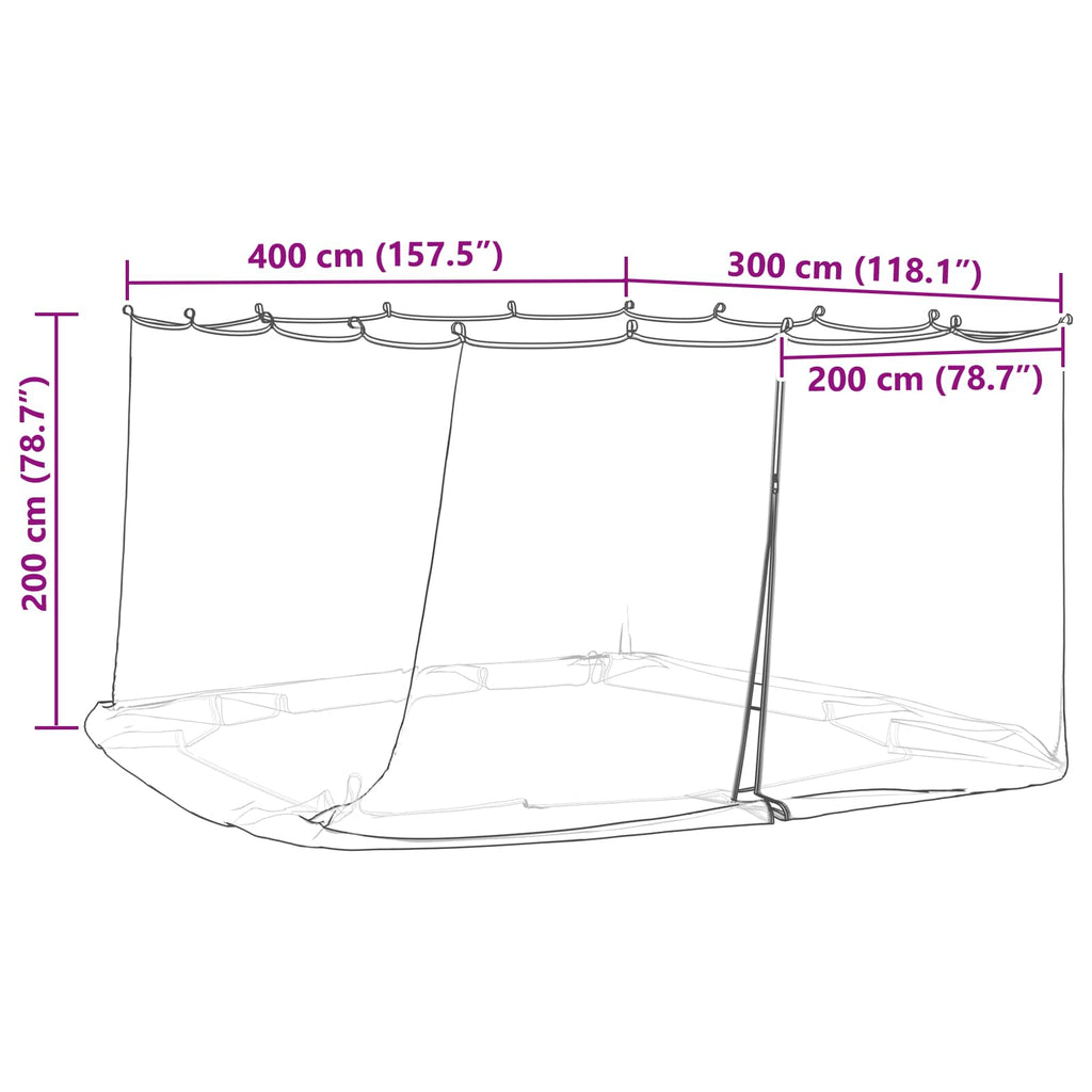 vidaXL Siatka na komary do altany 220 mesh Czarny 4 x 3 x 2 cm