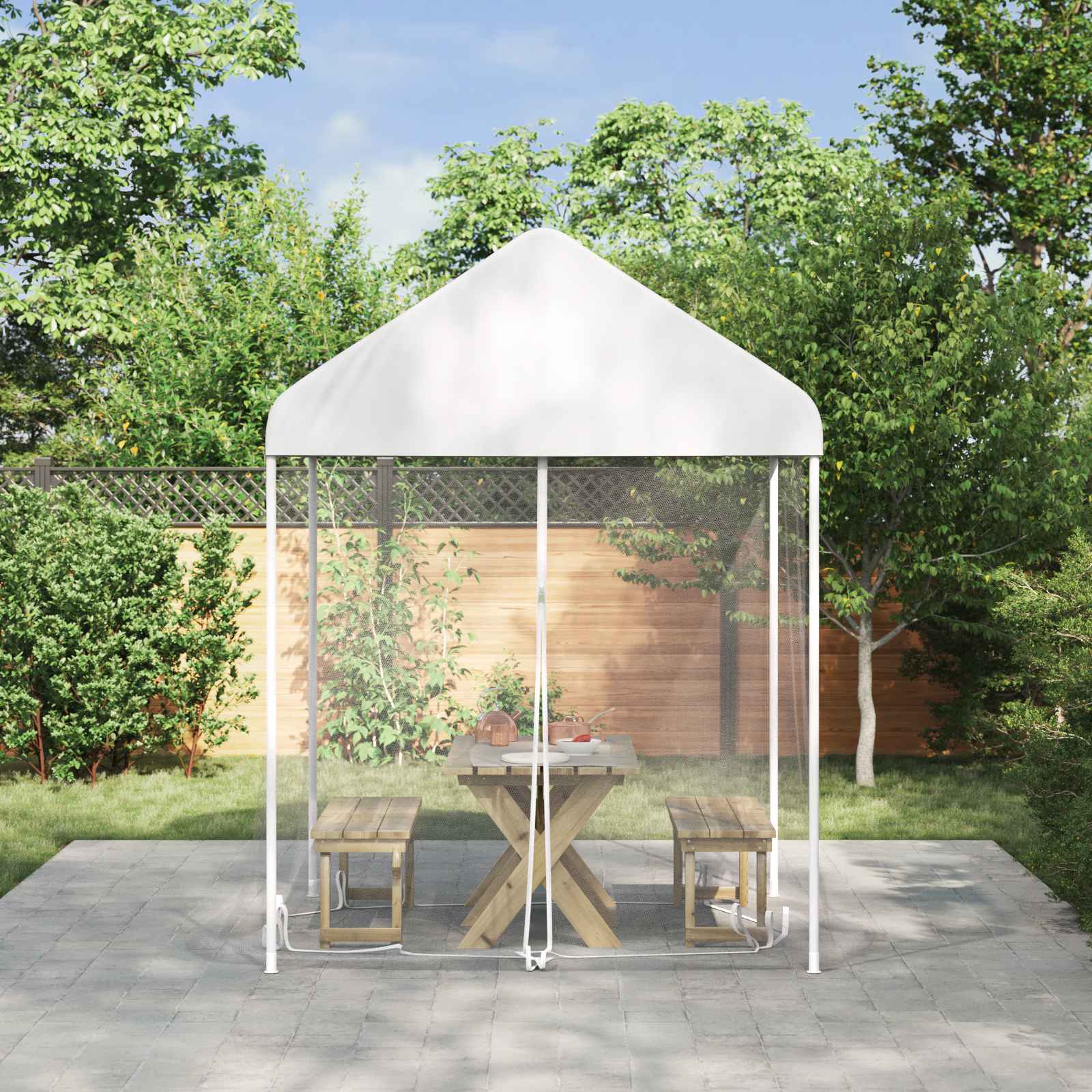vidaXL Siatka na komary do altany 220 mesh Biały 2 x 2 x 2 m Poliester