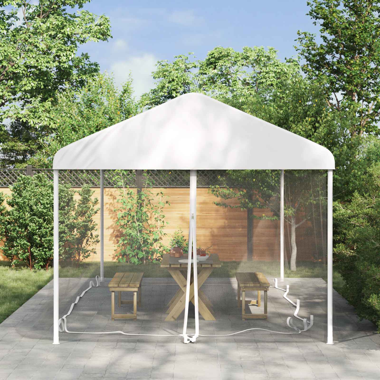 vidaXL Siatka na komary do altany 220 mesh Biały 6 x 3 x 2 m Poliester