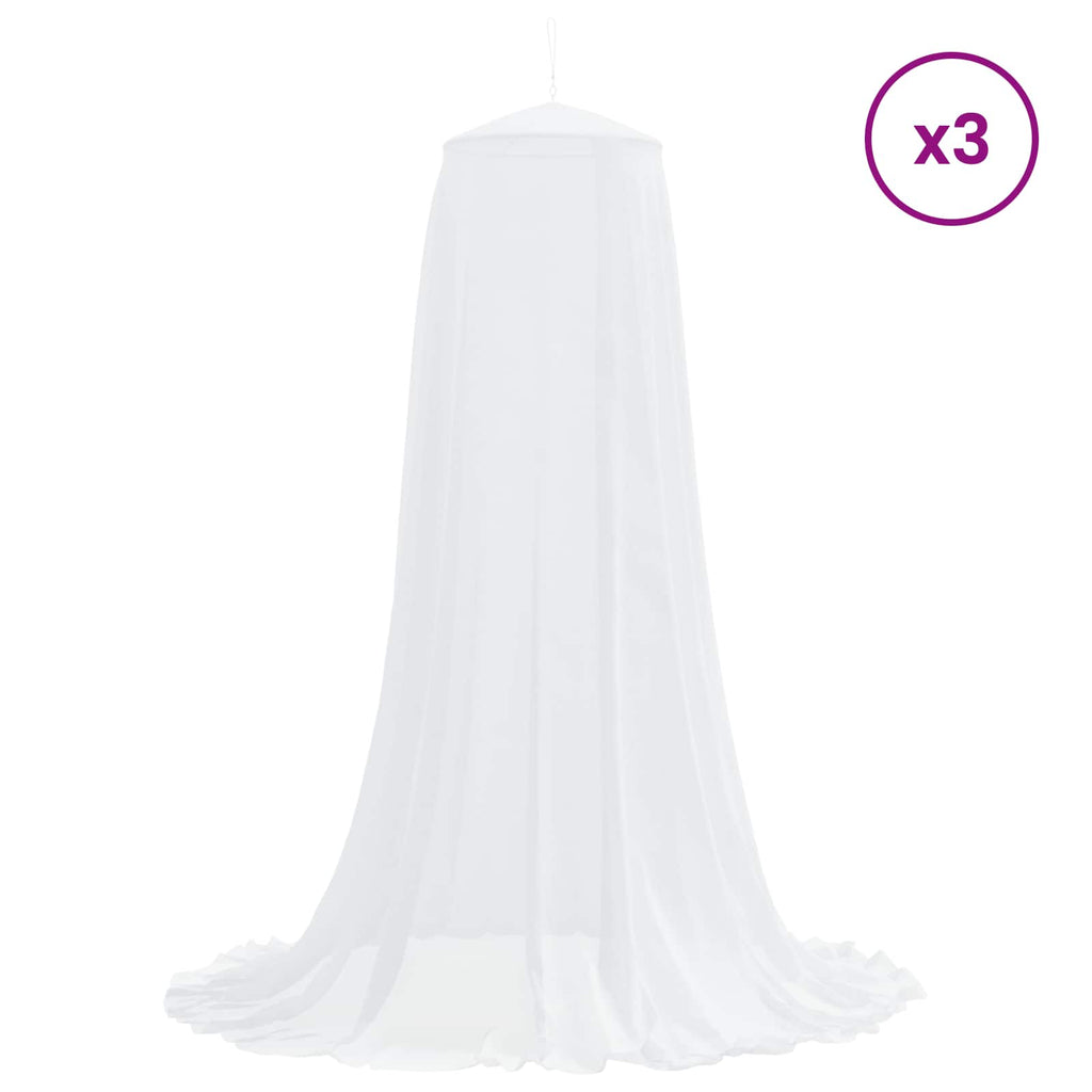 vidaXL Siatka przeciw komarom na łóżko 3 pcs 156 mesh Biały Poliester