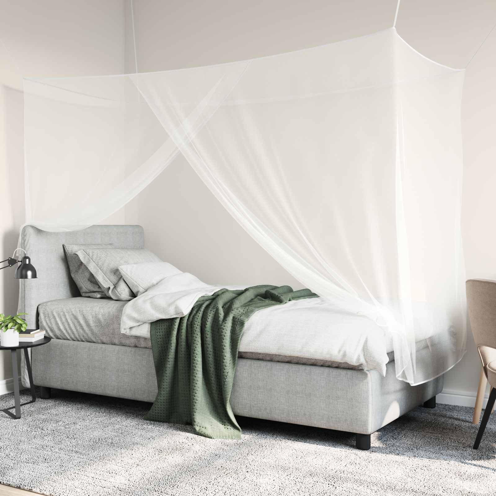 vidaXL Siatka na komary do łóżka 156 siatka 3 pcs Biały Poliester