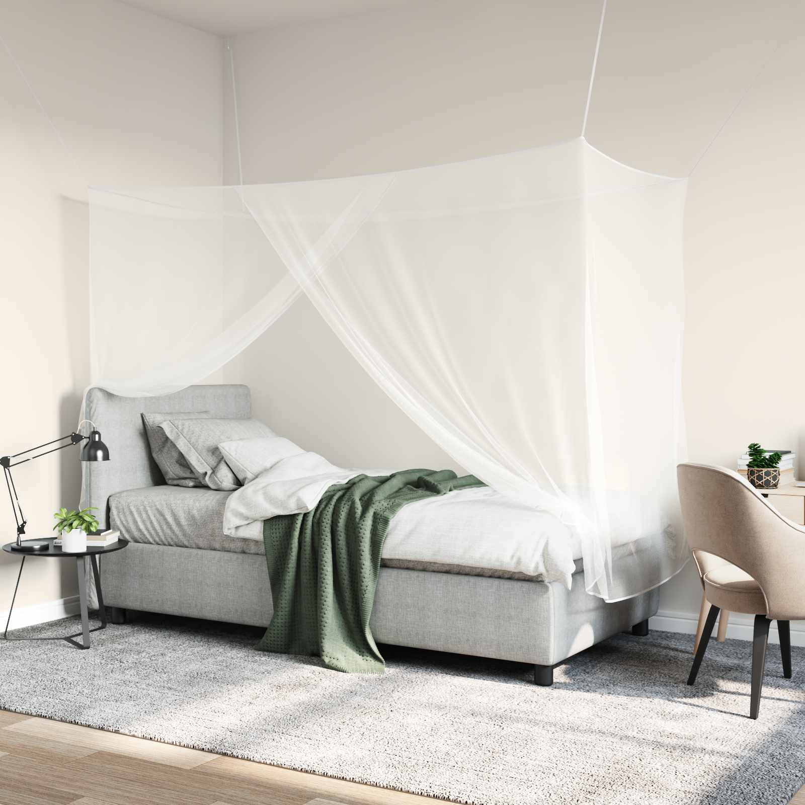 vidaXL Siatka na komary do łóżka 156 siatka 3 pcs Biały Poliester